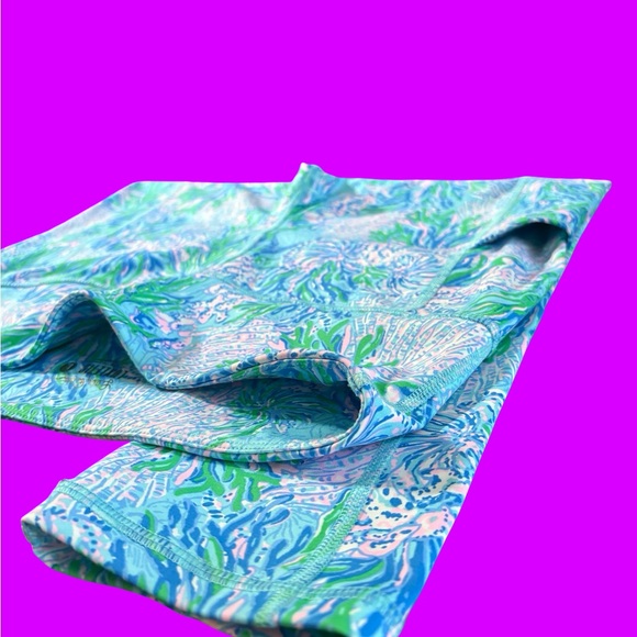 Lilly Pulitzer LUXLETIC Blue and Green floral Leggings size L 88189 - Picture 4 of 6